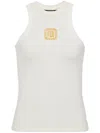 Balmain Retro Pb Stretch Tank Top In White