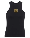 Balmain Sleeveless Top With Pb In Black