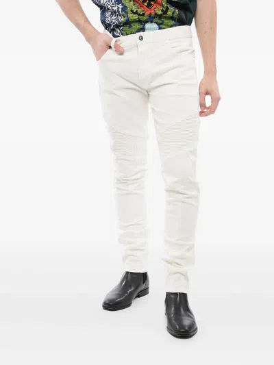 Balmain Tapered Biker Jeans In Multi