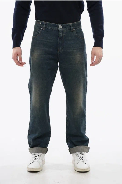 Balmain Tapered-fit Denims With Vintage Effect In Black