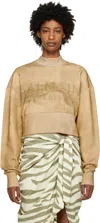 Balmain Logo-print Cropped Sweatshirt In Wdv Sable/taupe