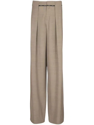 Balmain Men's Taupe Cupro Pleated Pants In Gray