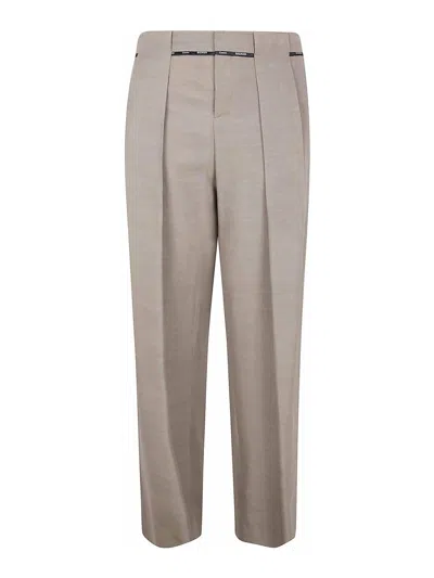 Balmain Taupe Cupro Pleated Pants In Grey