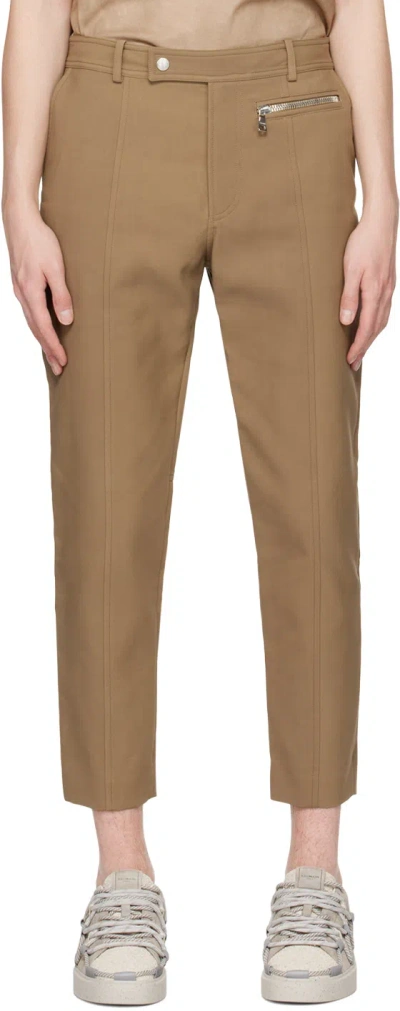Balmain Cropped-leg Chino Trousers In 8ag Taupe