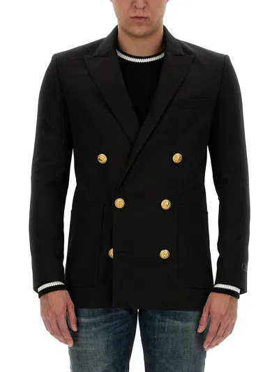 Balmain Technical Wool Jacket In Nero