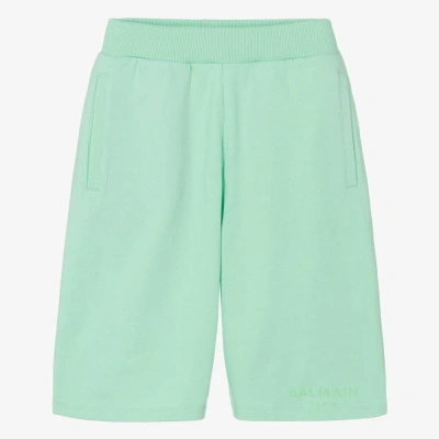 Balmain Teen Boys Green Cotton Shorts
