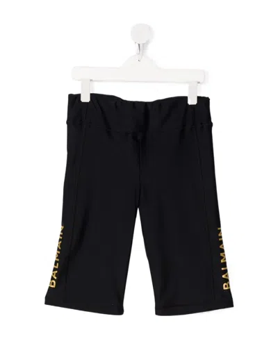 Balmain Teen Logo-print Cycling Shorts In Black