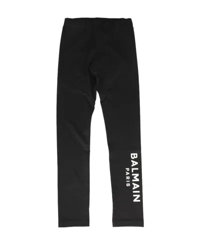 Balmain Teen Logo-print Slip-on Leggings In Black