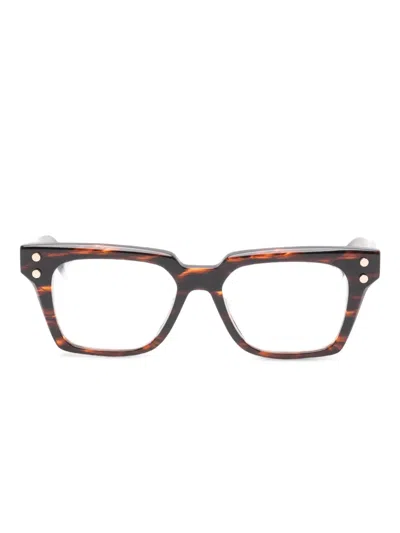 Balmain Tempo Square Textured Glasses In Brown