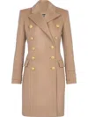 Balmain Double-breasted Wool Coat In Brown