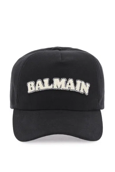 Balmain Terry Logo Baseball Cap In Black