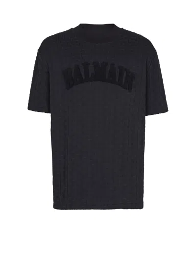 Balmain Terry Monogram T-shirt In Black