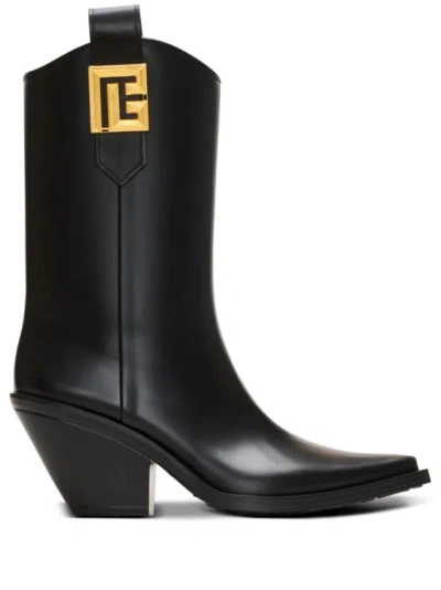 Balmain Tess 55mm Logo-plaque Boots In Black
