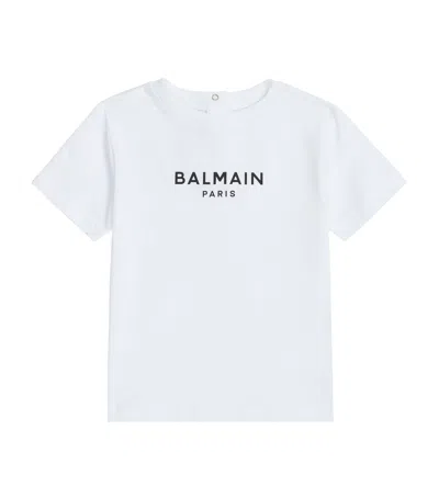 Balmain Kids' Text Logo T-shirt In White