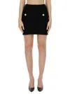 Balmain Button-embellished Tweed Mini Skirt In Black
