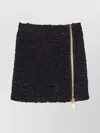 Balmain Textured Fabric High Waist Mini Skirt In Black