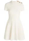 Balmain Textured Knit Mini Dress In Neutral