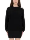 Balmain Monogram Button-embellished Sweater In Black