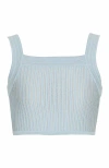 Balmain Knitted Stripe Crop Top In Blue