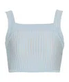 Balmain Knitted Stripe Crop Top In Blue