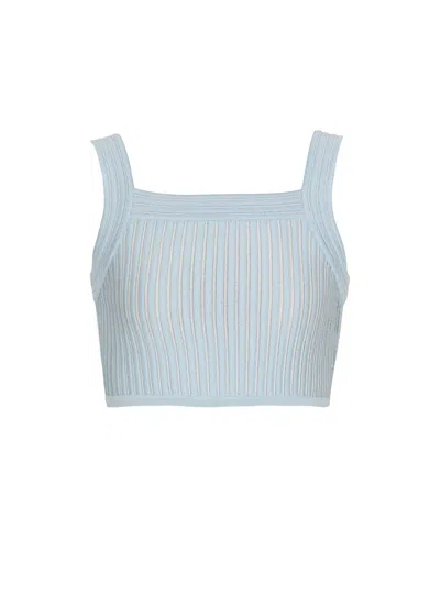 Balmain Textured Knit Top In Blue