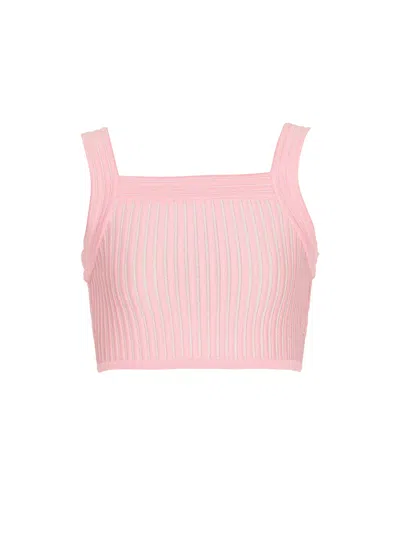 Balmain Textured Knit Top In Pink