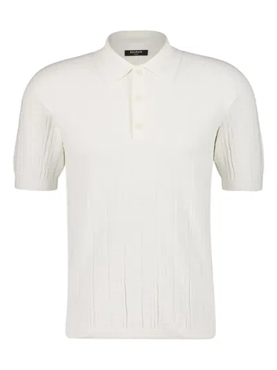 Balmain Textured Knitted Polo Shirt