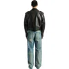 Balmain Textured Leather Biker Jacket In Black