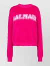 BALMAIN TEXTURED OVERSIZED KNIT SWEATER WITH RIBBED ACCENTS