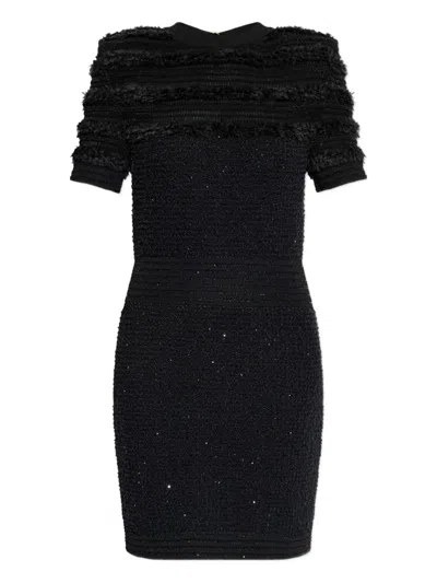 Balmain Textured Short-sleeve Dress In Black