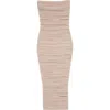 Balmain Textured Stripe Strapless Knit Body-con Dress In Beige Multi