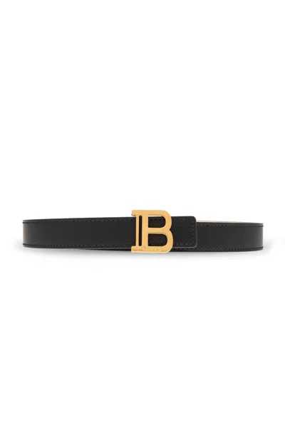 Balmain Thin B-belt In Nero