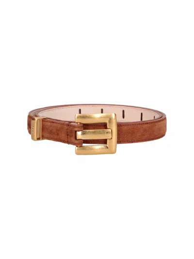 Balmain Thin Belt "anthem" In Brown