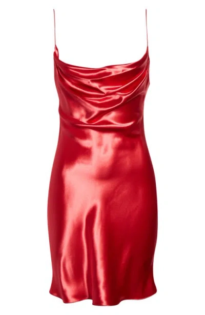 Balmain Thin Straps Satin Slipdress In Red