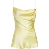 Balmain Silk Satin Top With Thin Straps In Yellow