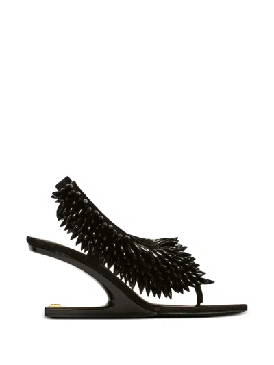 Balmain Thong Strape Sandals In Black