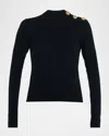 Balmain Eco-cashmere Button Sweater Sweaters And Cardigans Black In Black