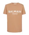 Balmain Three-buttons-logo-print T-shirt In Nude