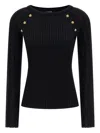 Balmain Sweater Three Buttons Crew Neck Ribbed In Black