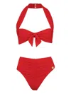 Balmain Plain Two-piece Swimsuit In Red