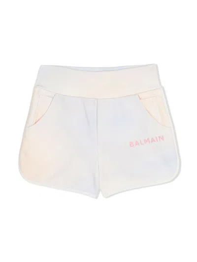 Balmain Kids' Tie-dye Cotton Shorts In Blue