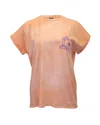 Balmain Tie-dye Effect Logo Print Crewneck T-shirt In Coral Cotton In Pink