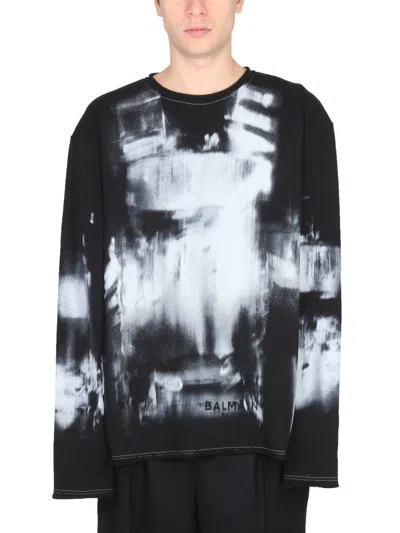 BALMAIN BALMAIN TIE DYE PATTERN CREWNECK SWEATSHIRT