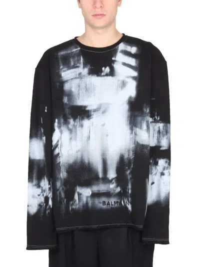 BALMAIN TIE DYE PATTERN CREWNECK SWEATSHIRT