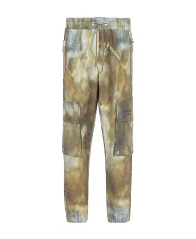 Balmain Tie-dye Print Track Pants In Gray