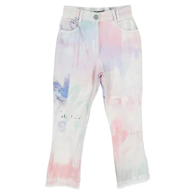 Balmain Tie-dye Straight-leg Jeans In Multicolor Cotton In White