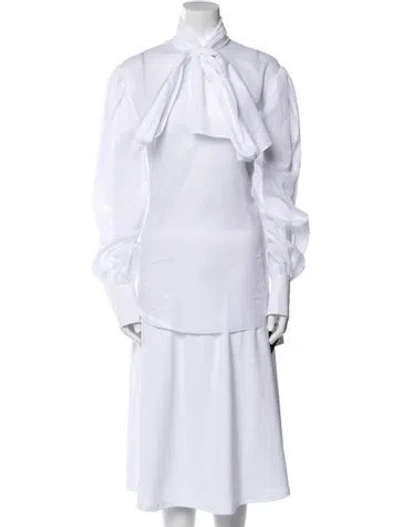 Pre-owned Balmain Tie Neck Long Sleeve Tunic W/ Tags In White