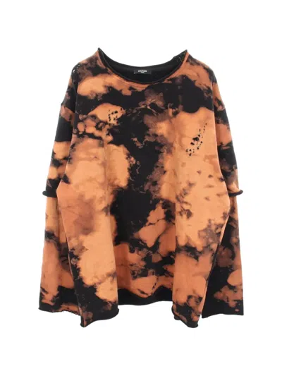 Pre-owned Balmain Tie-dye Distressed Sweatshirt In Black