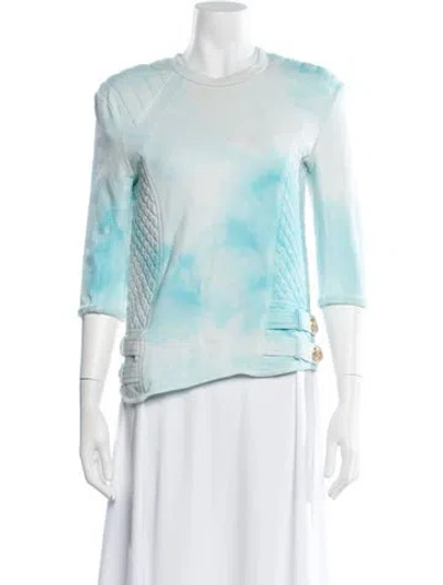 Pre-owned Balmain Tie-dye Print Crew Neck Sweatshirt In Blue
