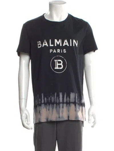 Pre-owned Balmain Tie-dye Print Crew Neck T-shirt In Black